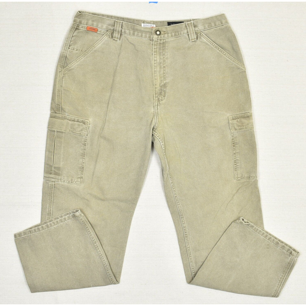 Jeep Men Utility Cargo Pants Straight Cotton Brown Size 38x32 Du Pont Teflon